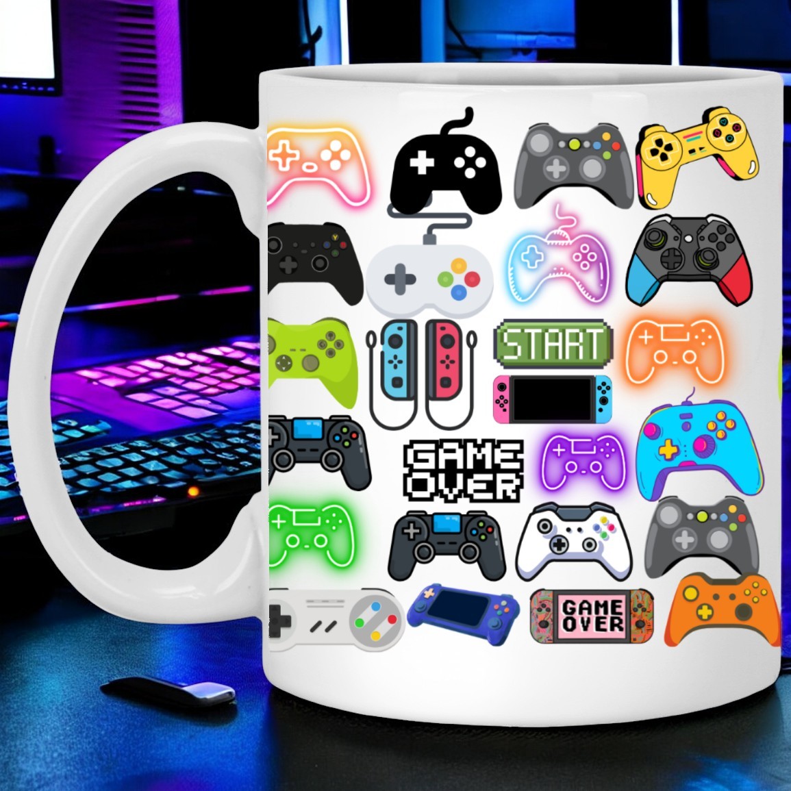 Game Controller Mug Gamer Coffee Tea Mug Funny Gaming Gift Video Game Birthday Gift for Dad Son Gamer Gift Gaming Home Décor Gift for Him Holiday