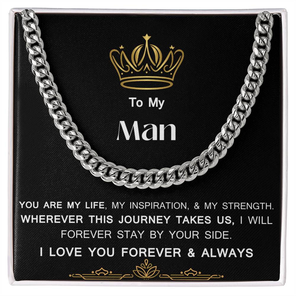 To My Man Cuban Link Necklace Valentine's Day Soulmate Anniversary