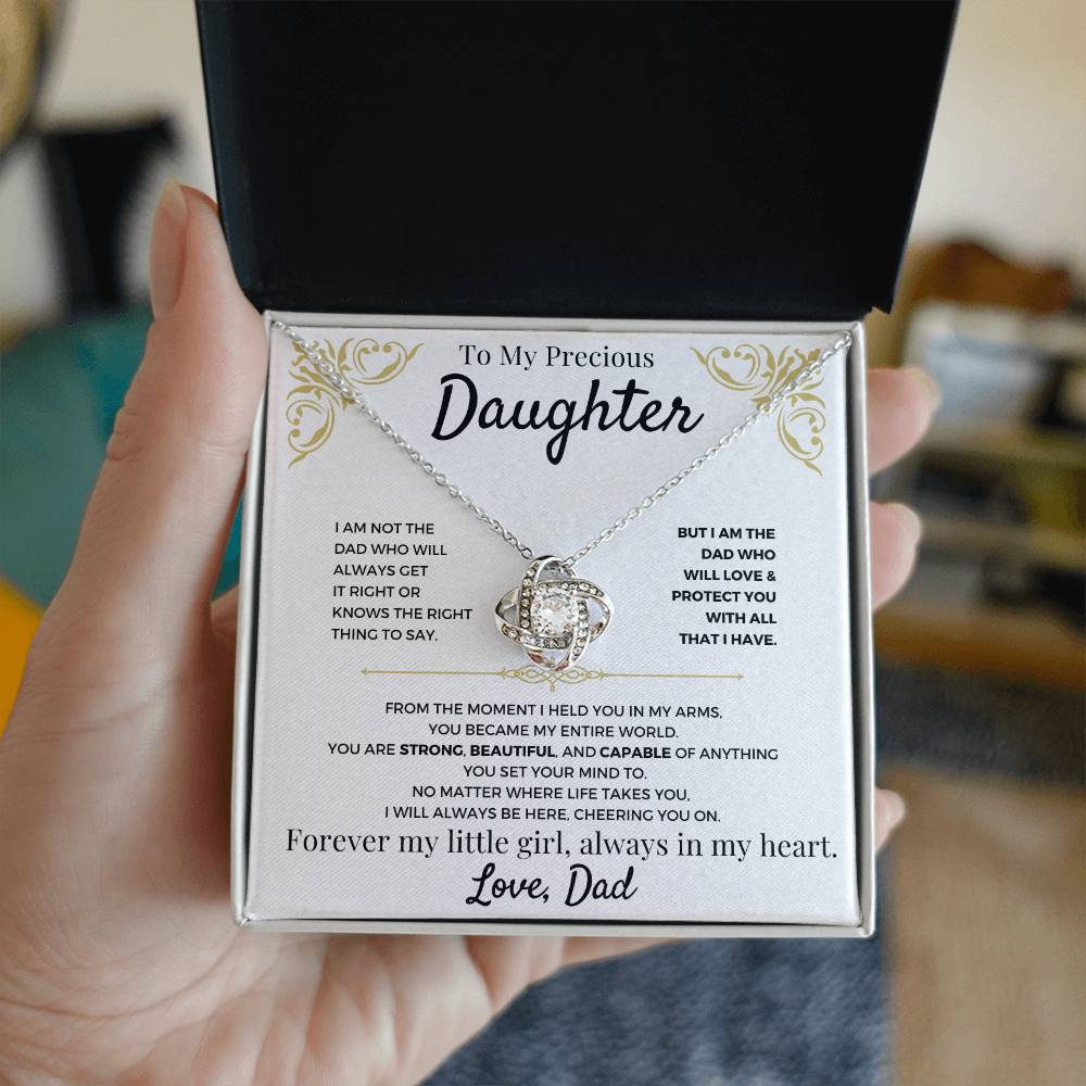 To Daughter - Love Dad Beautiful Love Knot Necklace