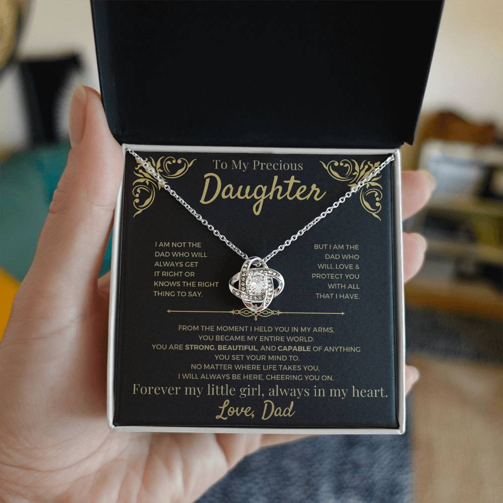 To My Daughter - Love Dad Beautiful Love Knot Necklace